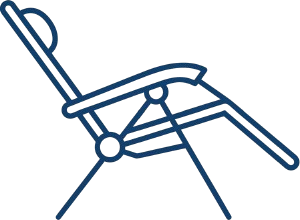Reclining lounge chair outline icon